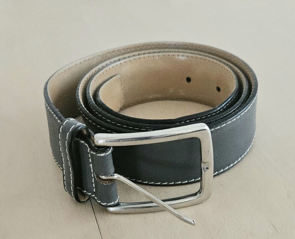 MEN'S AUTHENTIC DESANTO MADE IN ITALY GREY GENUINE LEATHER BELT SIZE 40